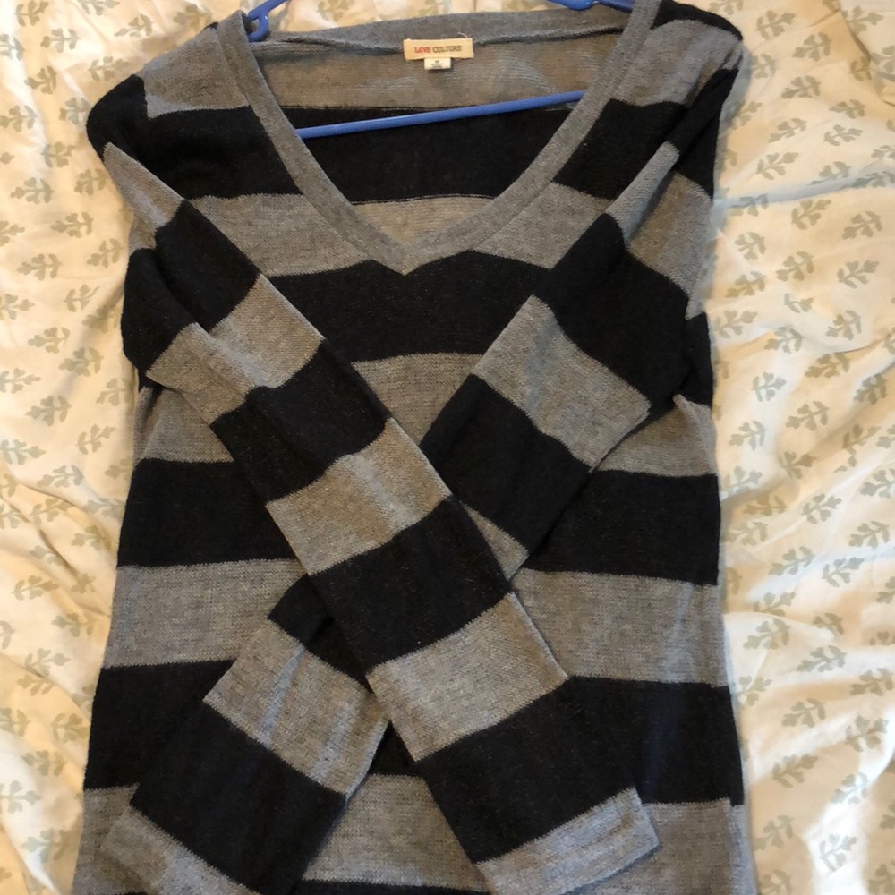 Women’s Black and Gray Striped Sweater